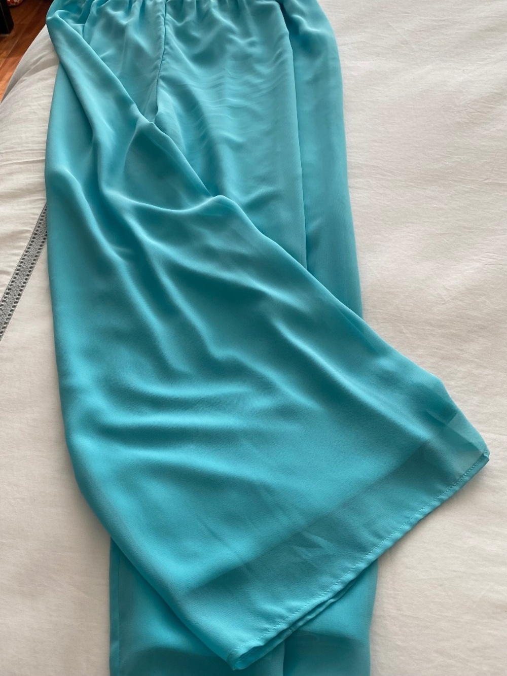 Women's solid color turquiose chiffon palazzo pants